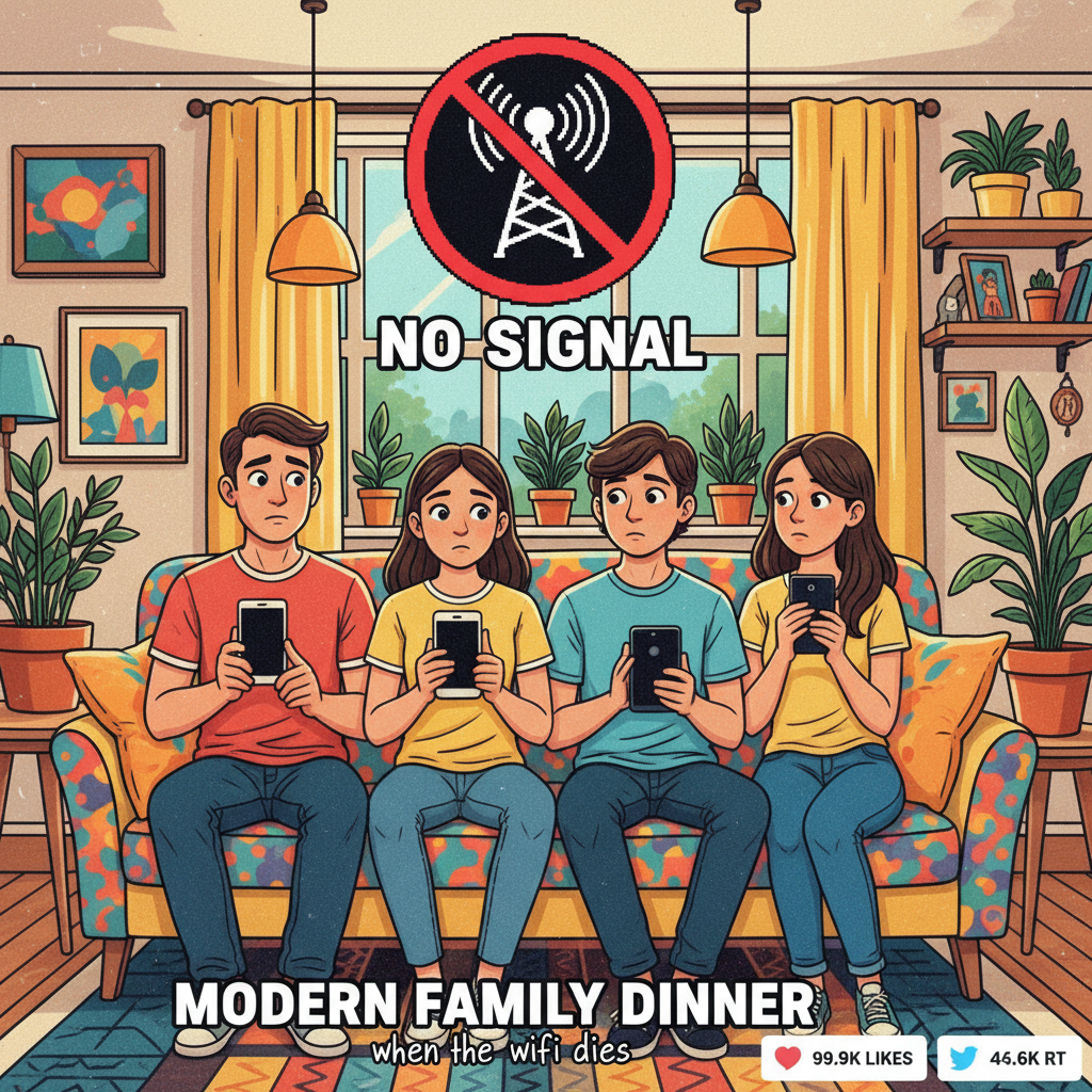 The wifi went down. My family just stared at each other like we were strangers.