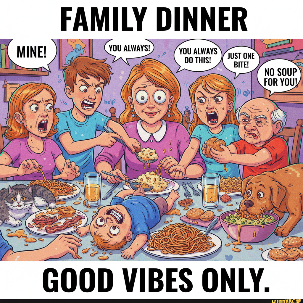 Holiday family dinners are just a competitive sport disguised as a meal.
