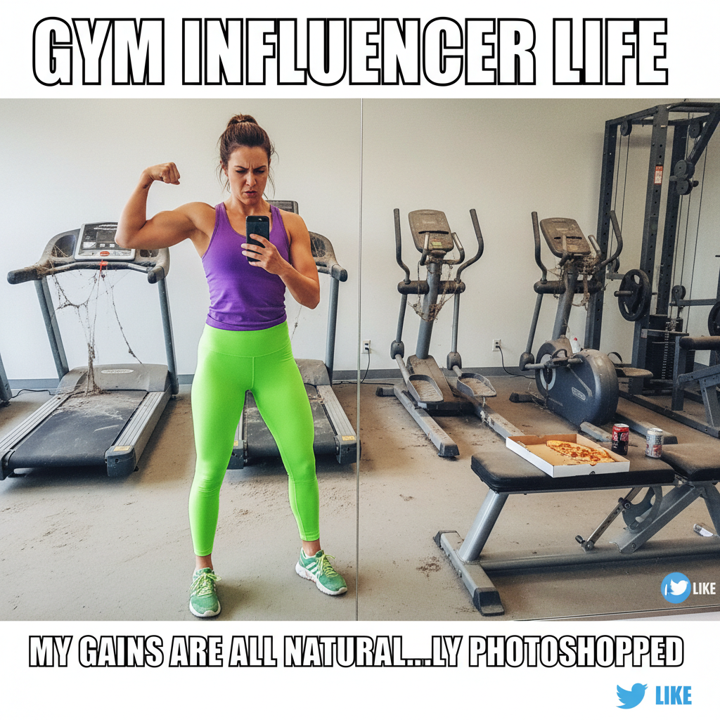 My gym routine: 10 mins working out, 50 mins taking selfies.