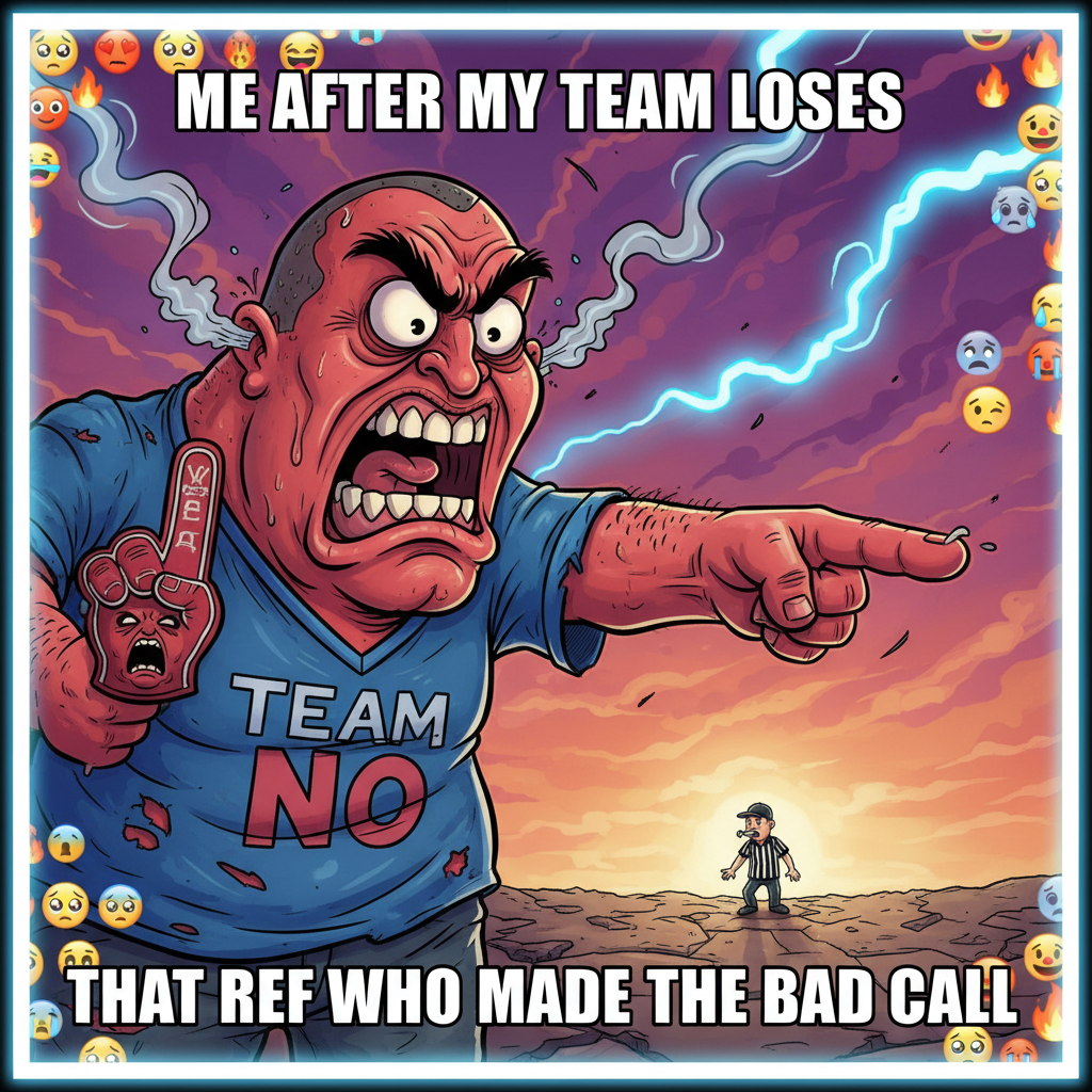 My team won, but the ref looked at me funny. Clearly rigged. I'm suing.