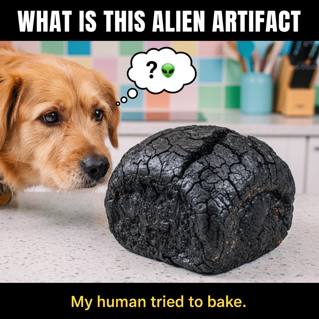 Attempted to make artisanal bread. Ended up with a rock. My dog tried to bury it.