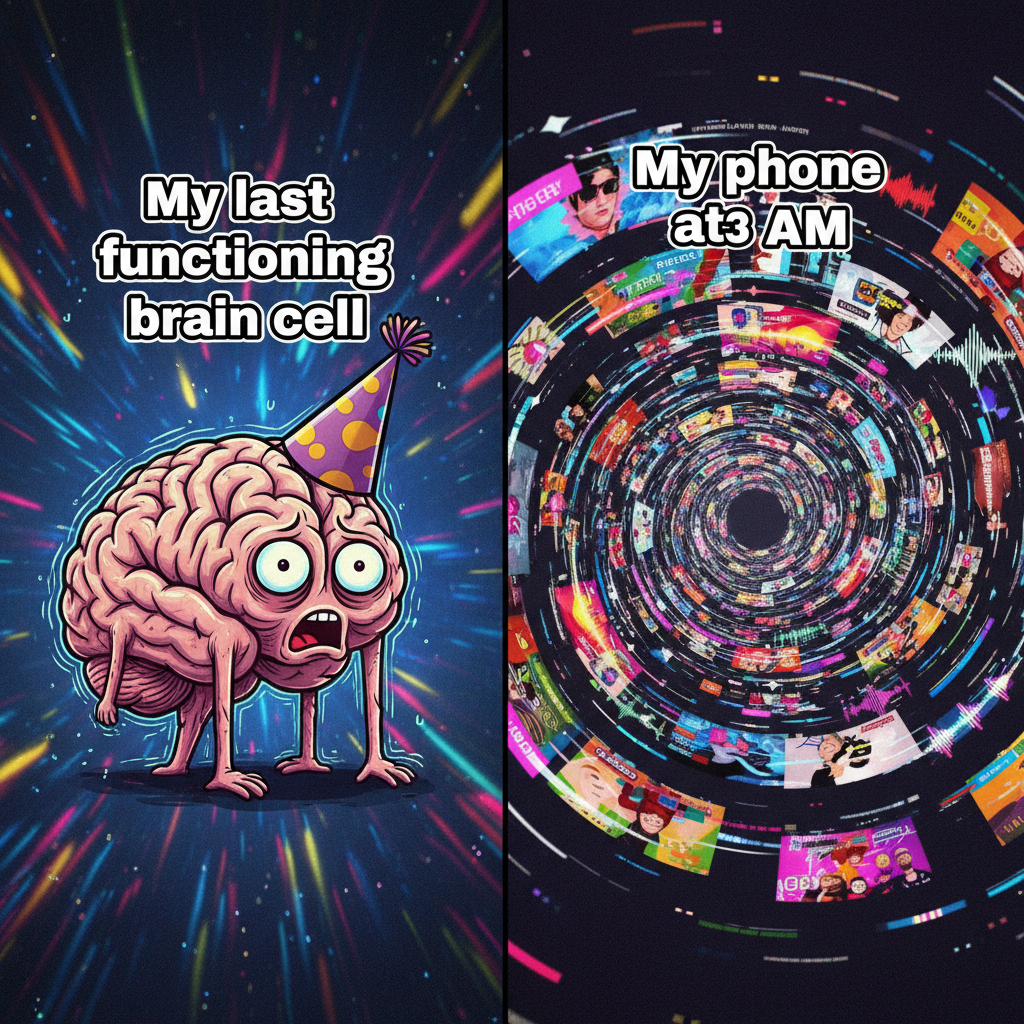 My brain cells trying to comprehend why I'm still awake at 3 AM scrolling TikTok