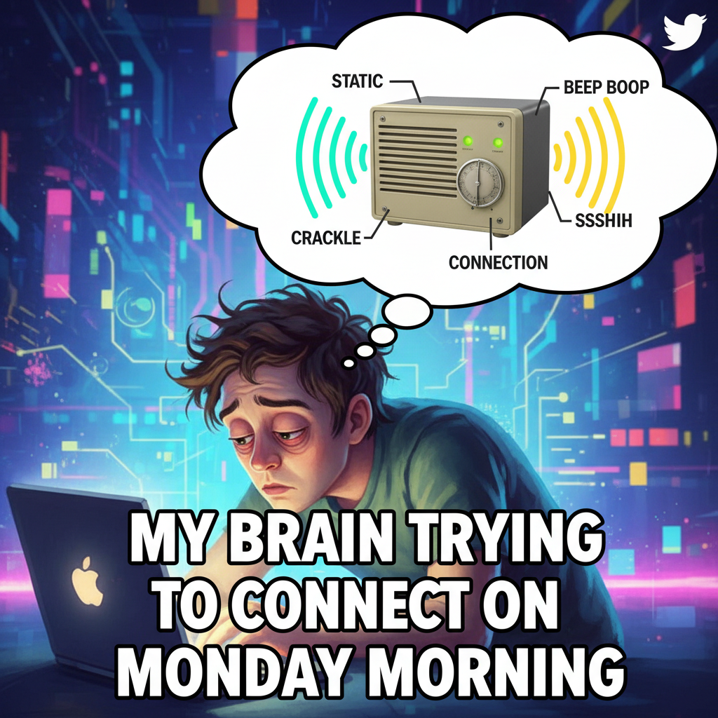 My brain on Monday mornings is just a dial-up modem trying to connect to reality.