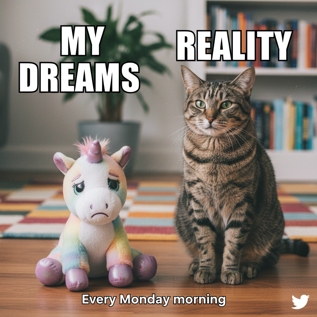 Ordered a 'life-size' unicorn plushie online. It's the size of my cat. I've been bamboozled.