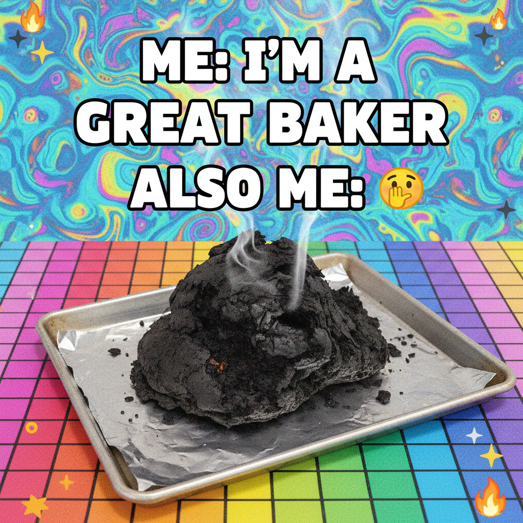 Tried to bake bread. Ended up with a charcoal briquette. Send help.