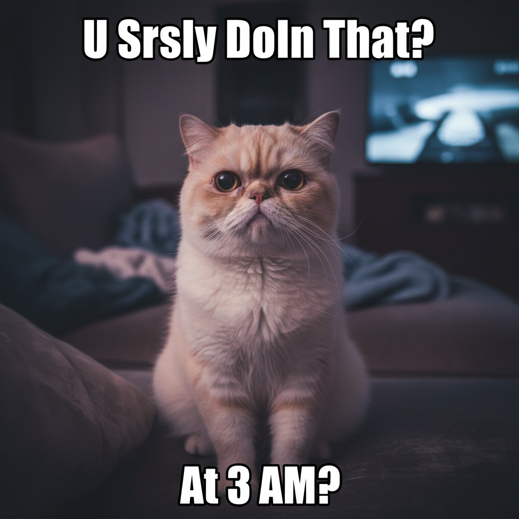 My cat judging my life choices at 3 AM like...