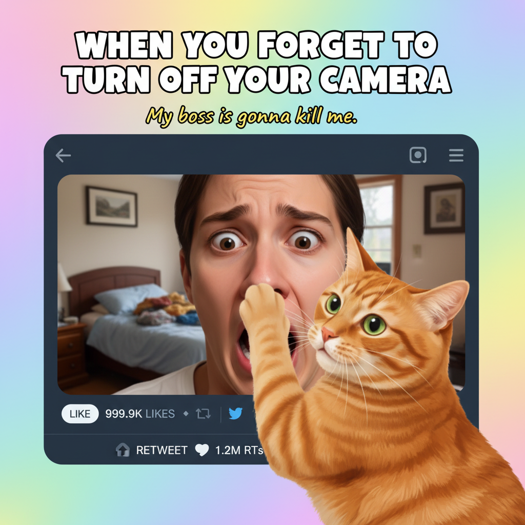 My mic was off the whole Zoom meeting, but my camera wasn't. My cat had thoughts.