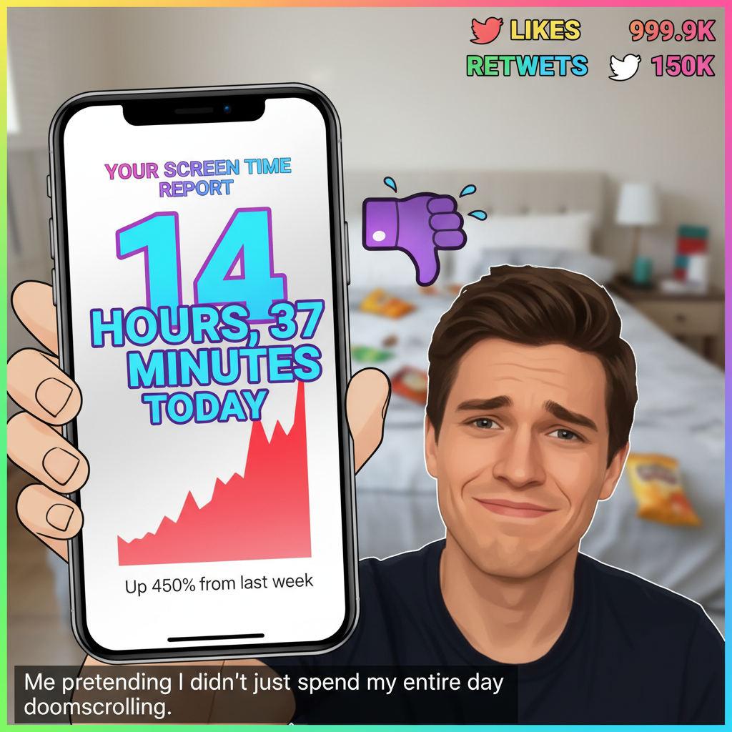My screen time report just called me out. I'm not addicted, I'm just... engaged.