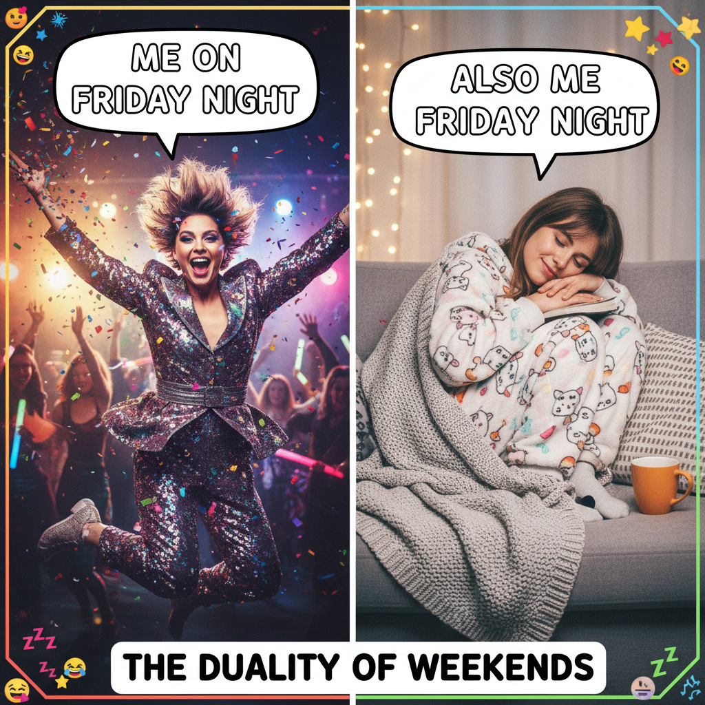 Extrovert: 'Let's go out!' Introvert: *already in pajamas, planning 3 naps* 'Can't, busy.'