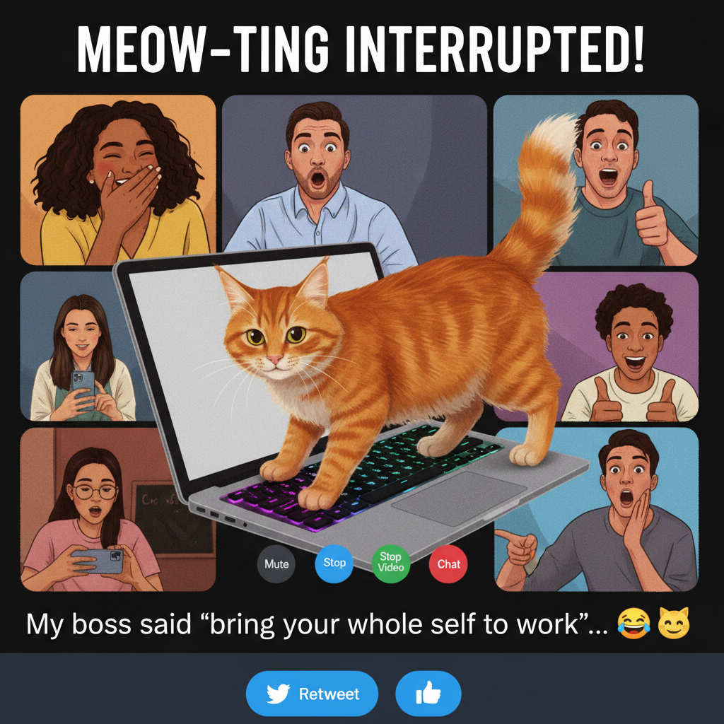 My boss's cat just walked across his keyboard and ended our Zoom meeting. Best day ever.