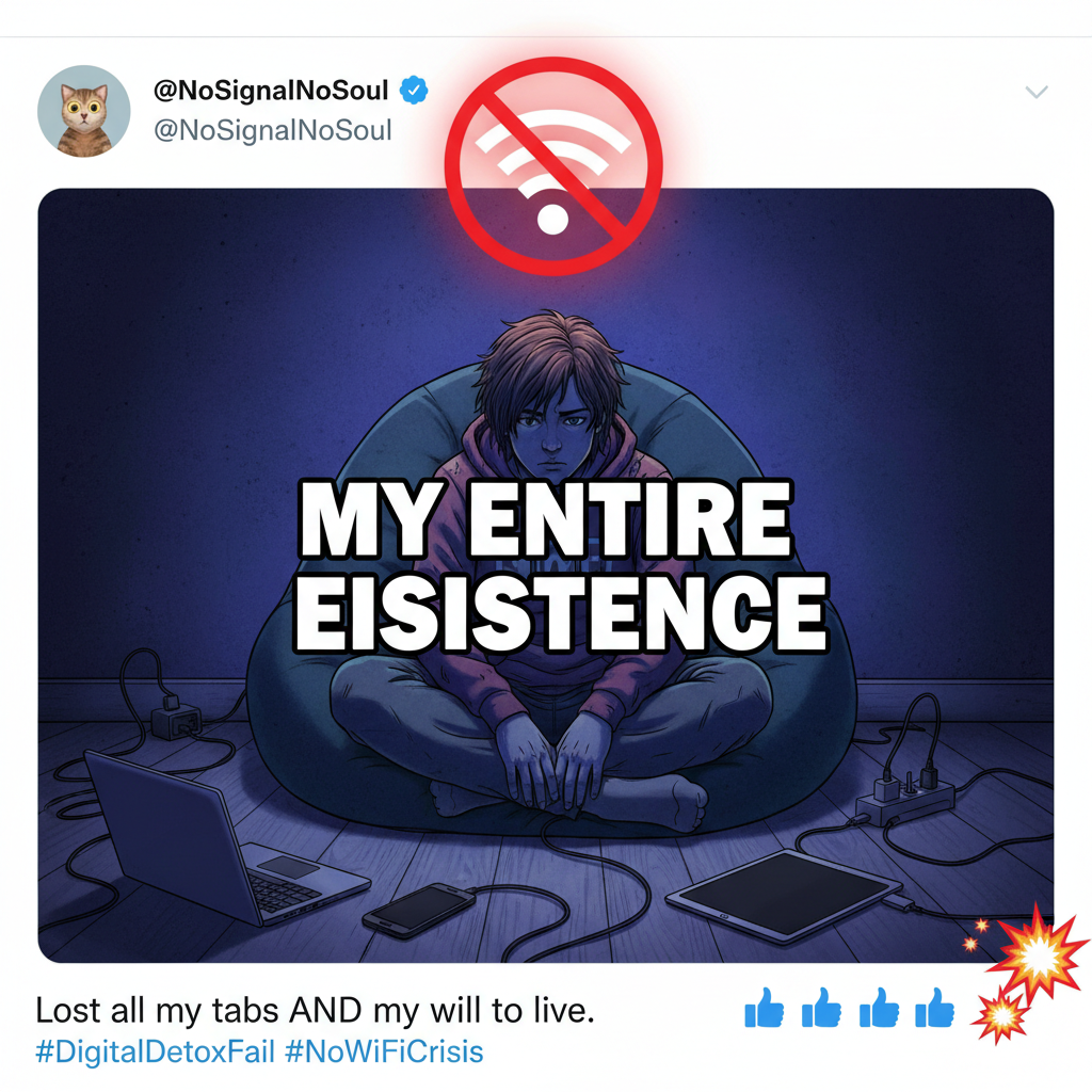 When the WiFi goes down and you remember what boredom feels like. The horror.