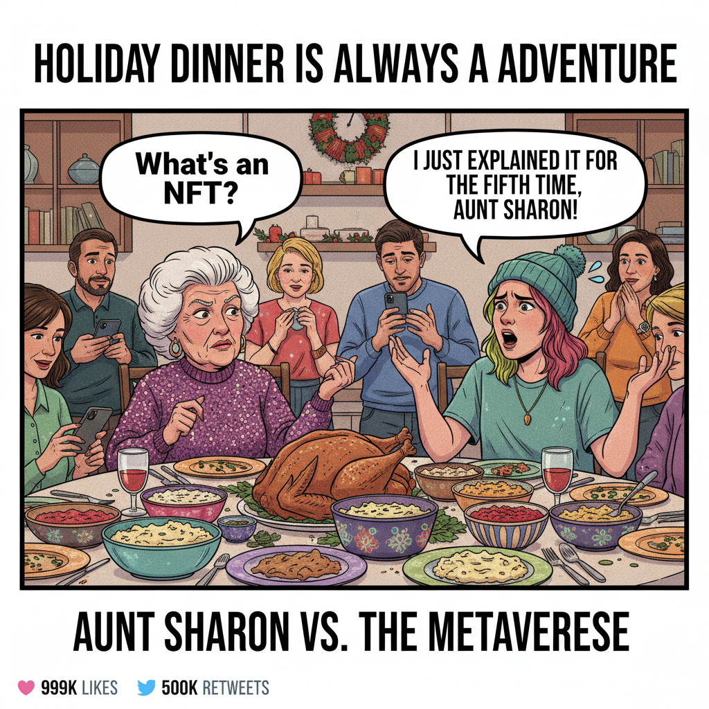 Grandma just asked if my 'internet friends' are real. Holiday dinner is wild.