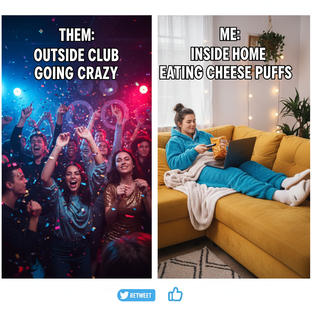 Friday night plans: clubbing. Friday night reality: debating if I should put on real pants. 😴