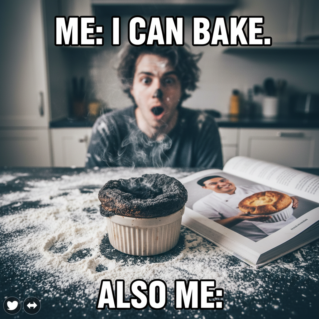 Tried to make a soufflé. Now my kitchen looks like a crime scene. #CookingFail