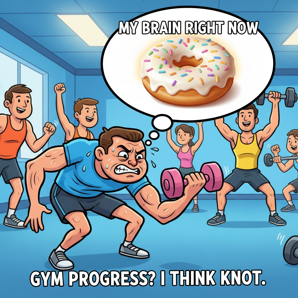 Me at the gym vs. me seeing a donut. Guess which one wins 99% of the time.