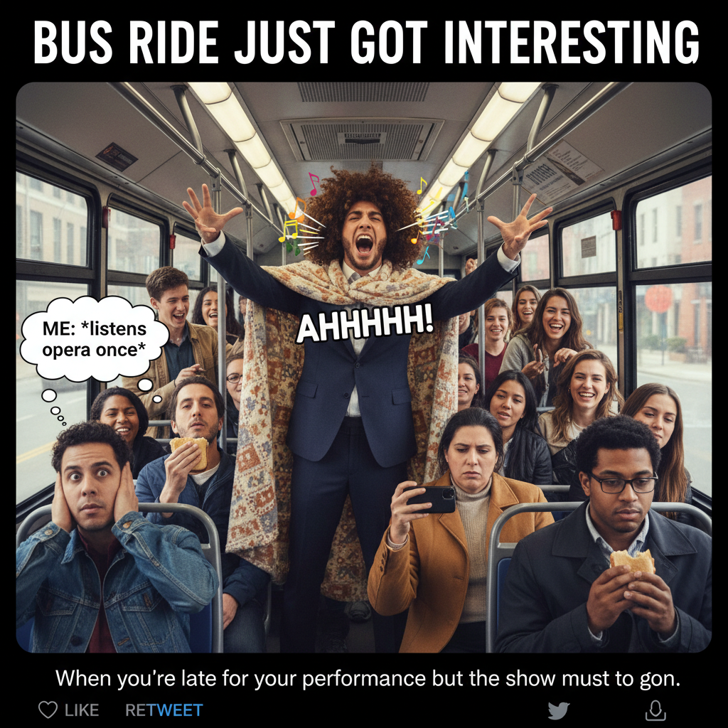 Just witnessed a full-on opera performance on the bus. Public transport never disappoints.