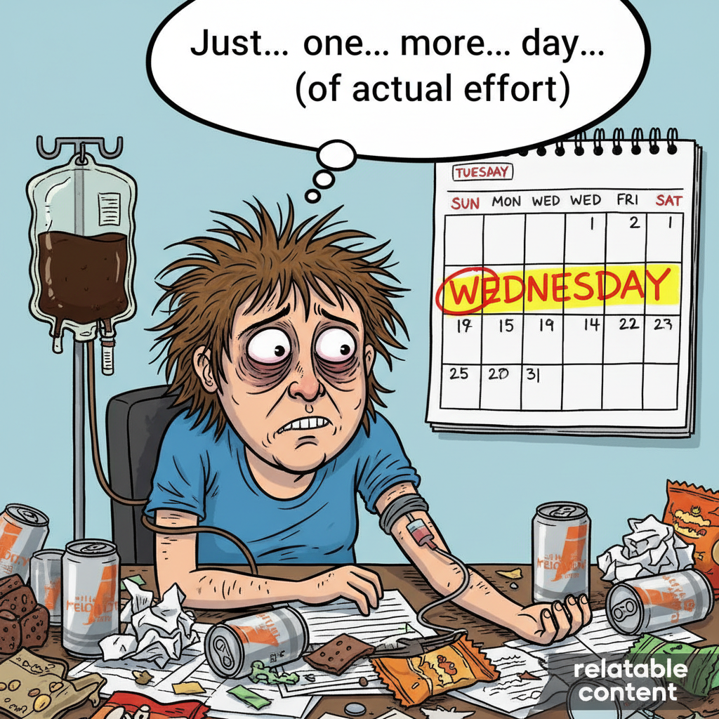 My brain cells trying to survive until Friday