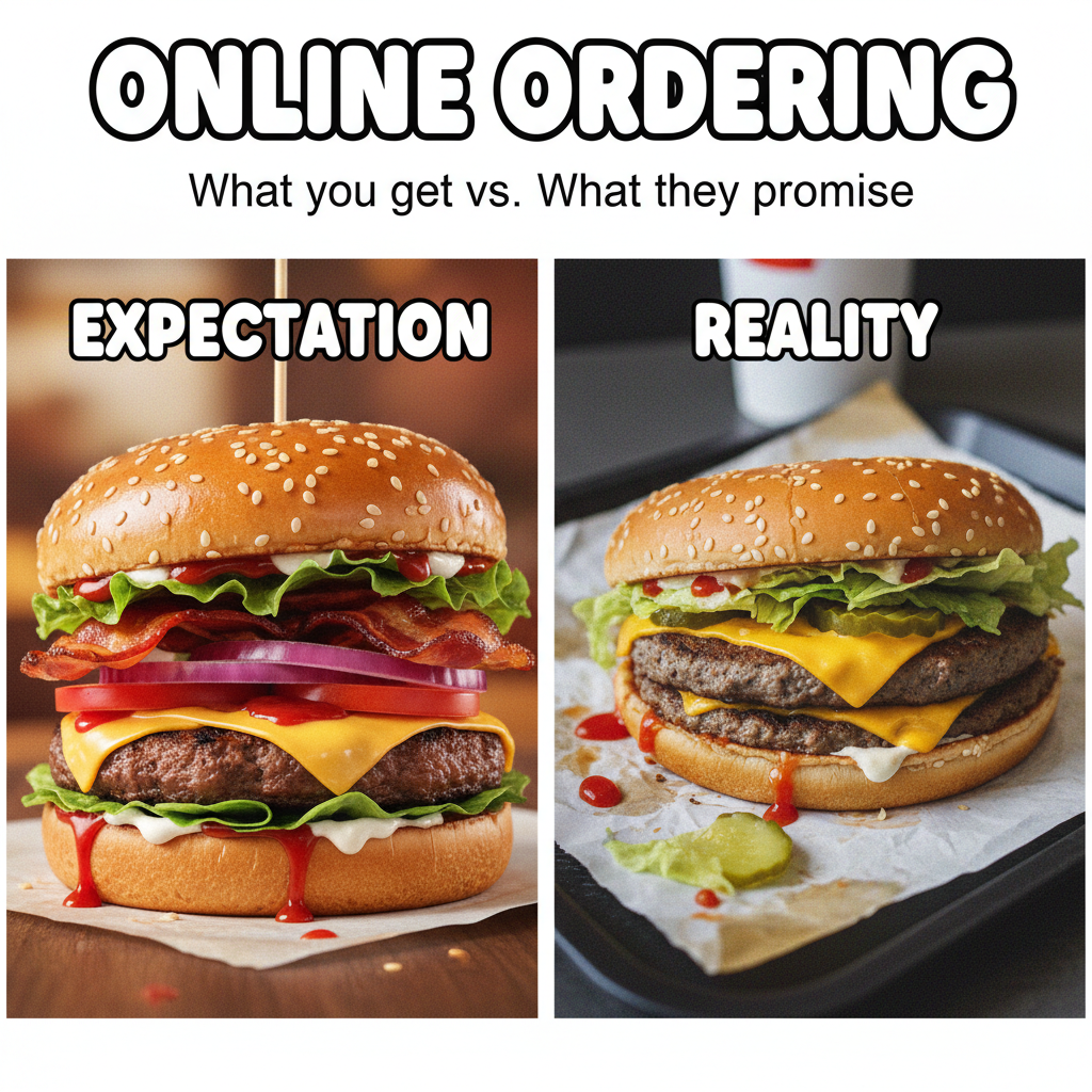 Ordered a gourmet burger. Got a sad patty on a soggy bun. My disappointment is immeasurable.