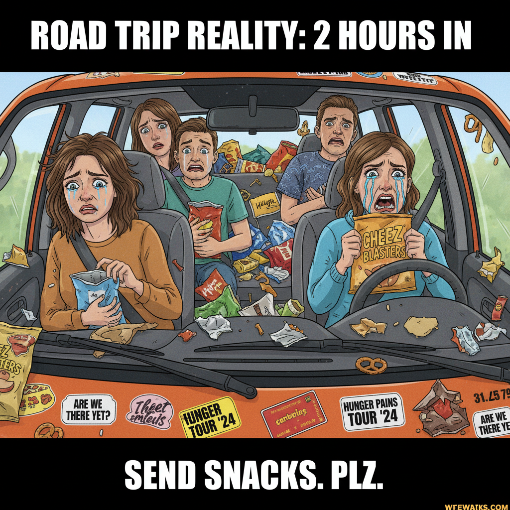 Road trip snacks ran out 2 hours in. This is fine. Everything is fine. 🫠
