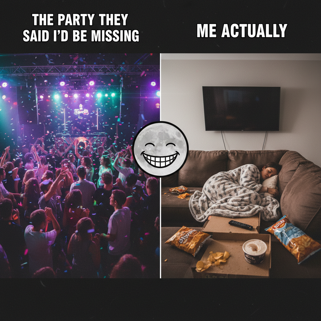 Friday night plans: Clubbing till dawn. Friday night reality: Asleep by 9 PM with snacks.