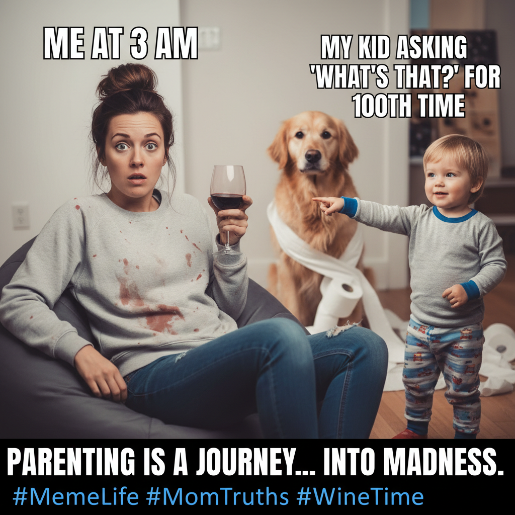 My kid just asked why the dog eats its own poop. Send help. And wine.