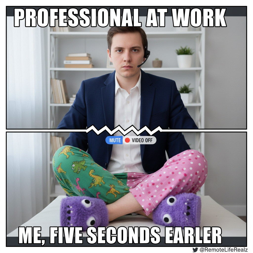 My WFH uniform: business on top, pajama party on the bottom. Shhh. 🤫