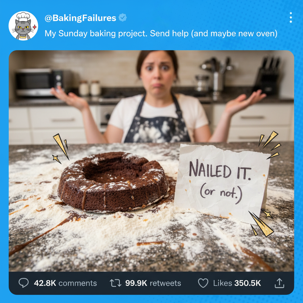 Tried to make a 'simple' cake. Now my kitchen looks like a flour bomb exploded.
