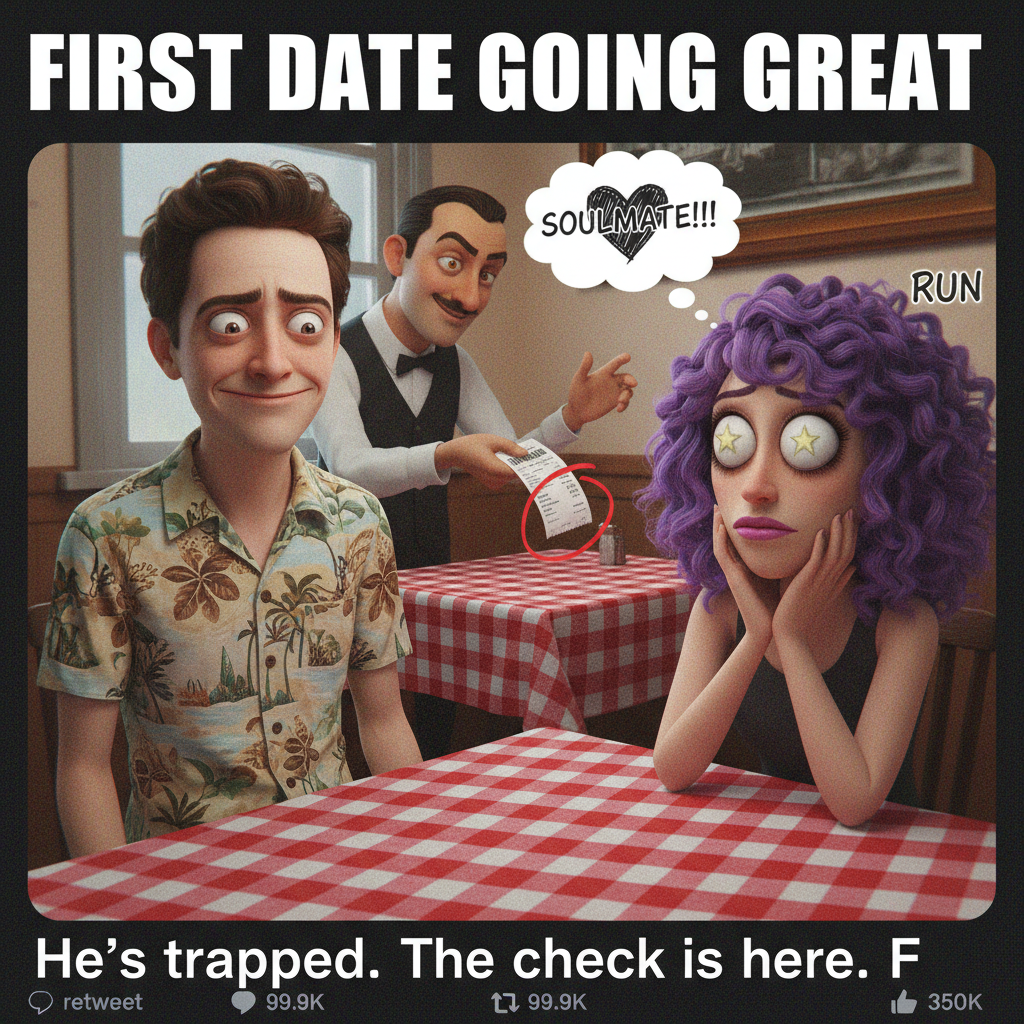 He said 'I love you' on the first date. I said 'Can you split the bill?' #DatingAppDisaster