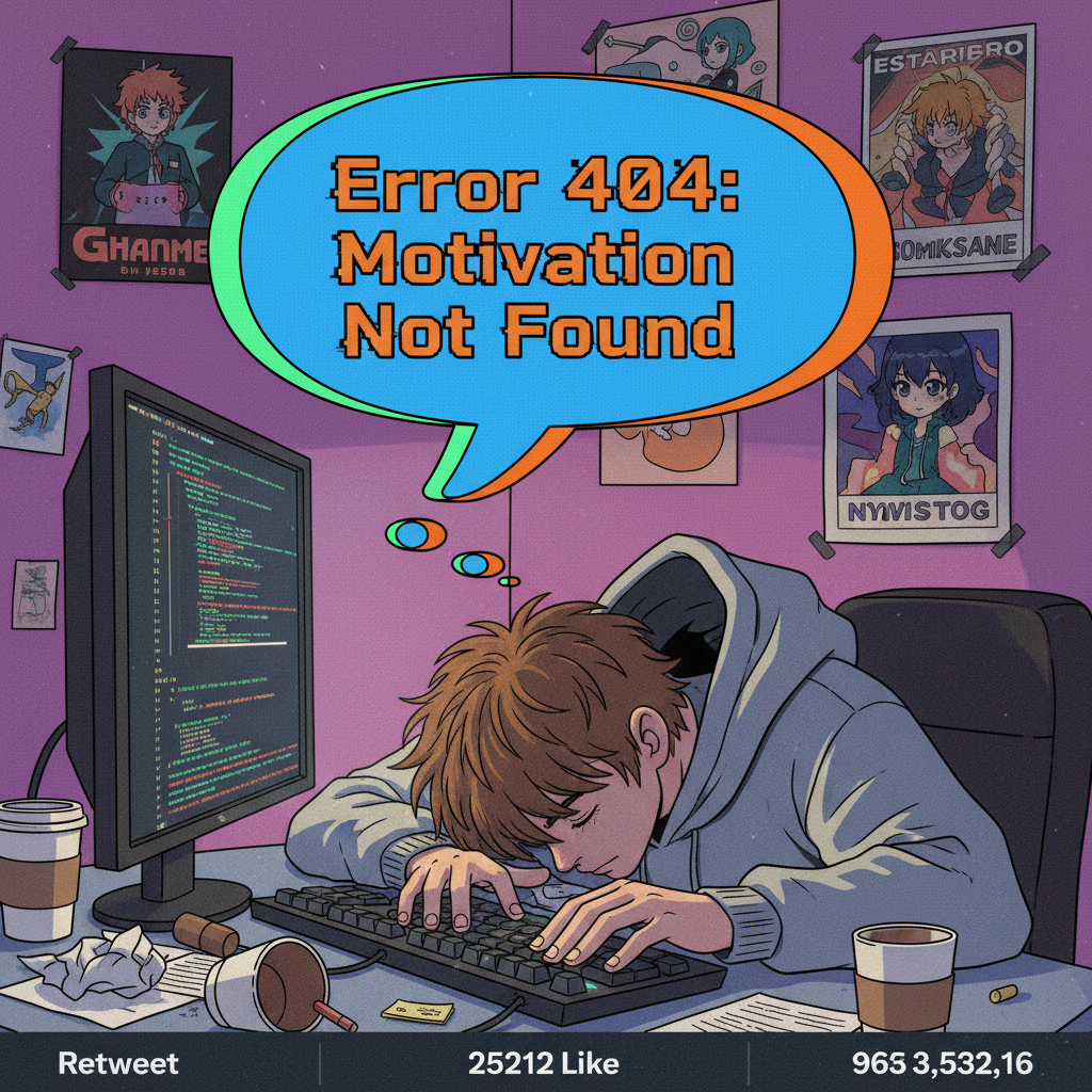 My brain on Monday morning: 'Error 404: Motivation Not Found.'