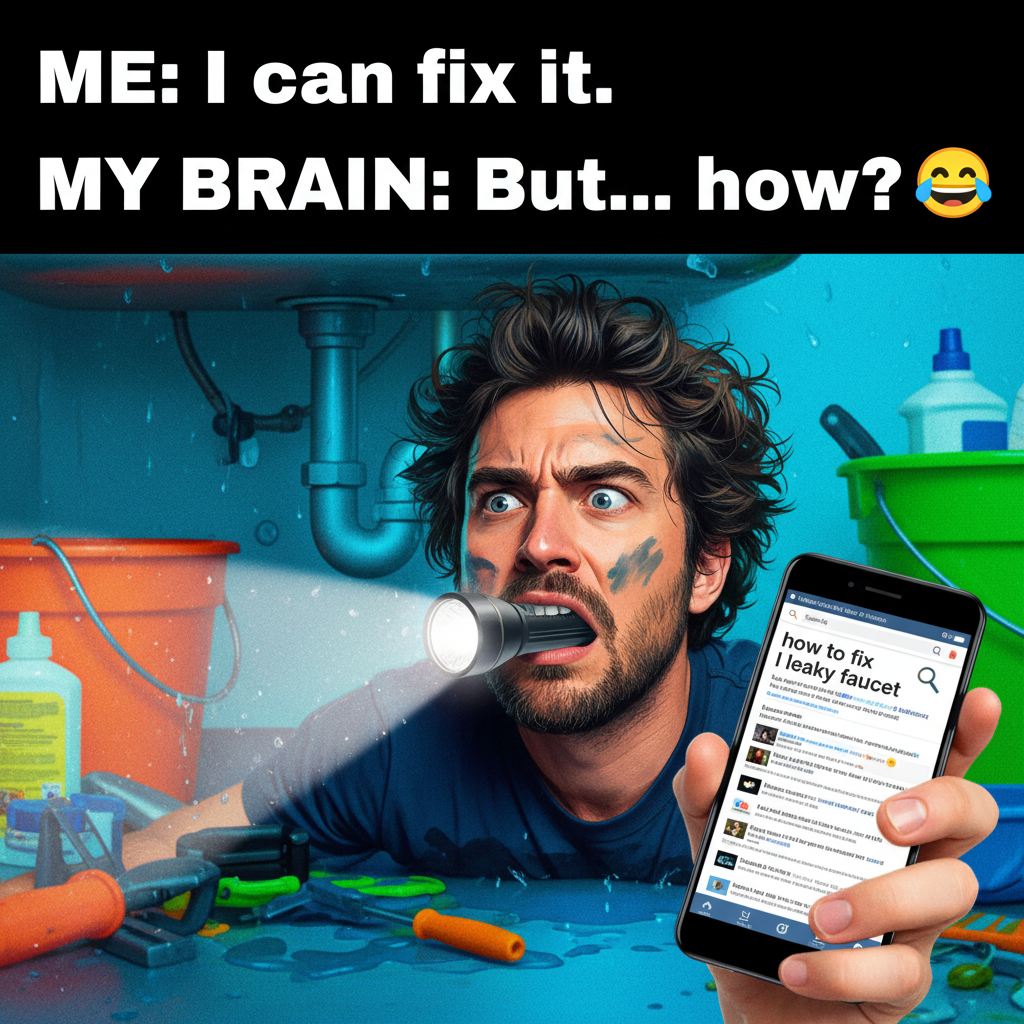 Adulting is just Googling 'how to fix a leaky faucet' at 3 AM.