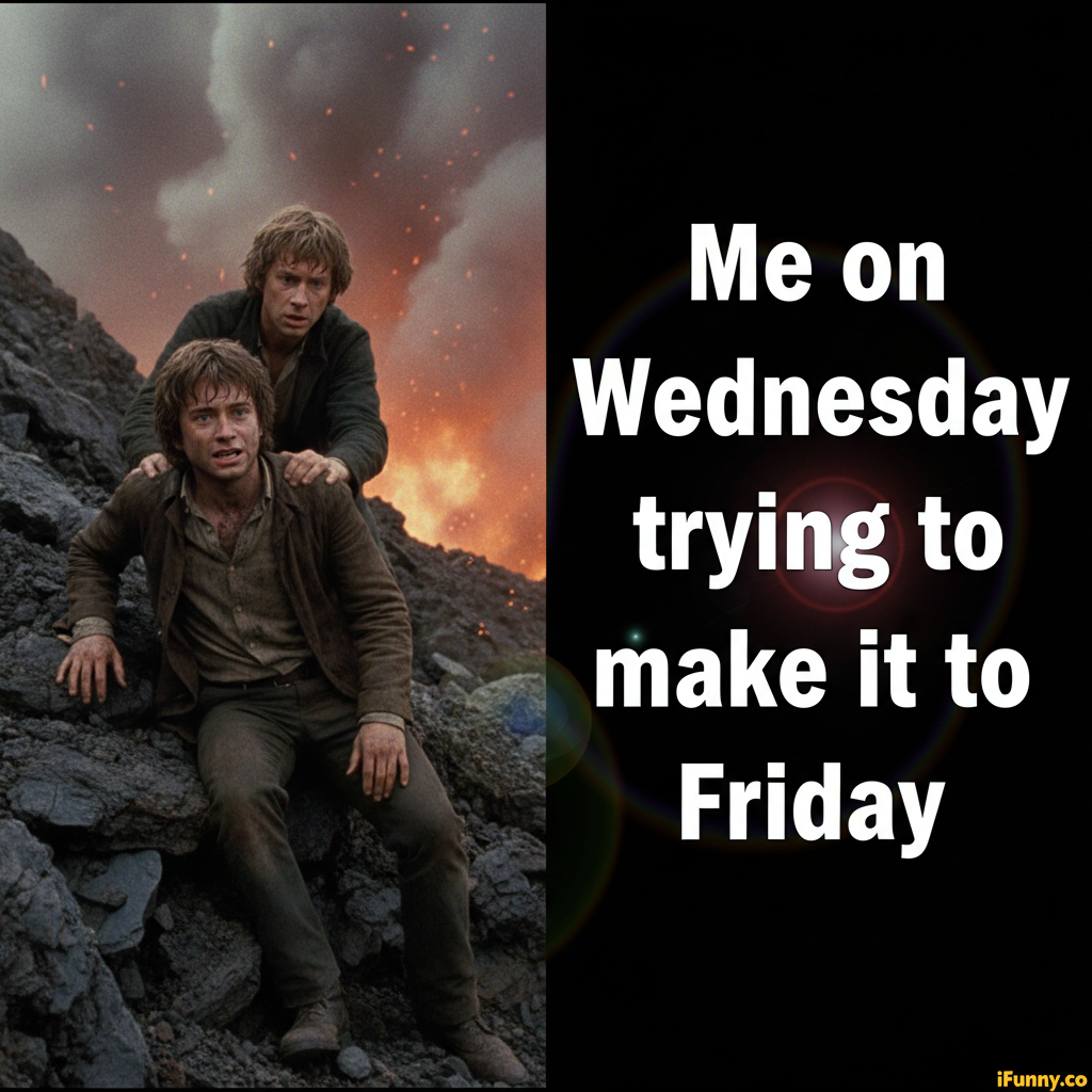 Me trying to make it to Friday like I'm Frodo to Mordor