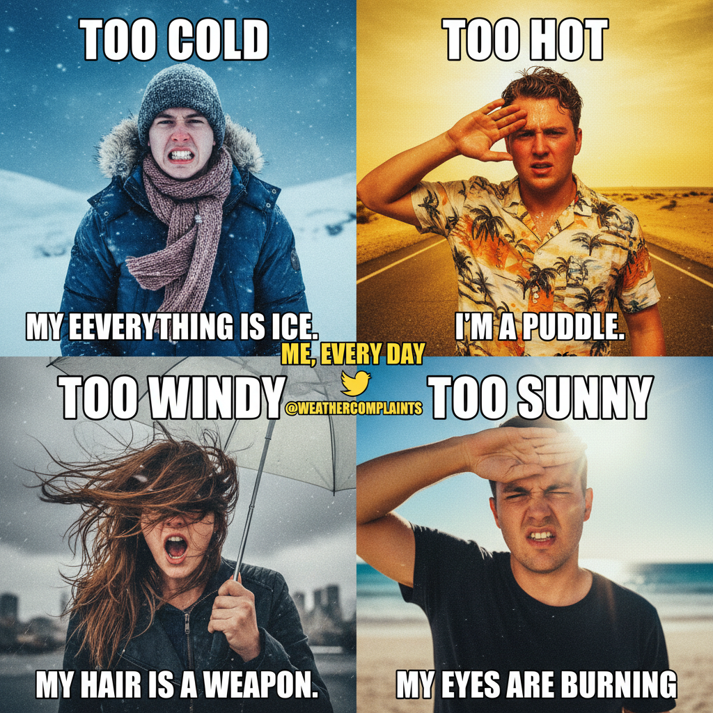 It's 70° and sunny but somehow still too cold/hot/humid/windy. Every region, every day.