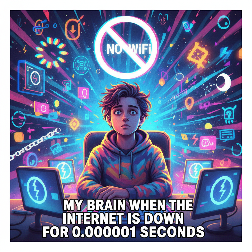 Wifi goes down. My brain: 'What year is it? Do I have to... talk to people?'