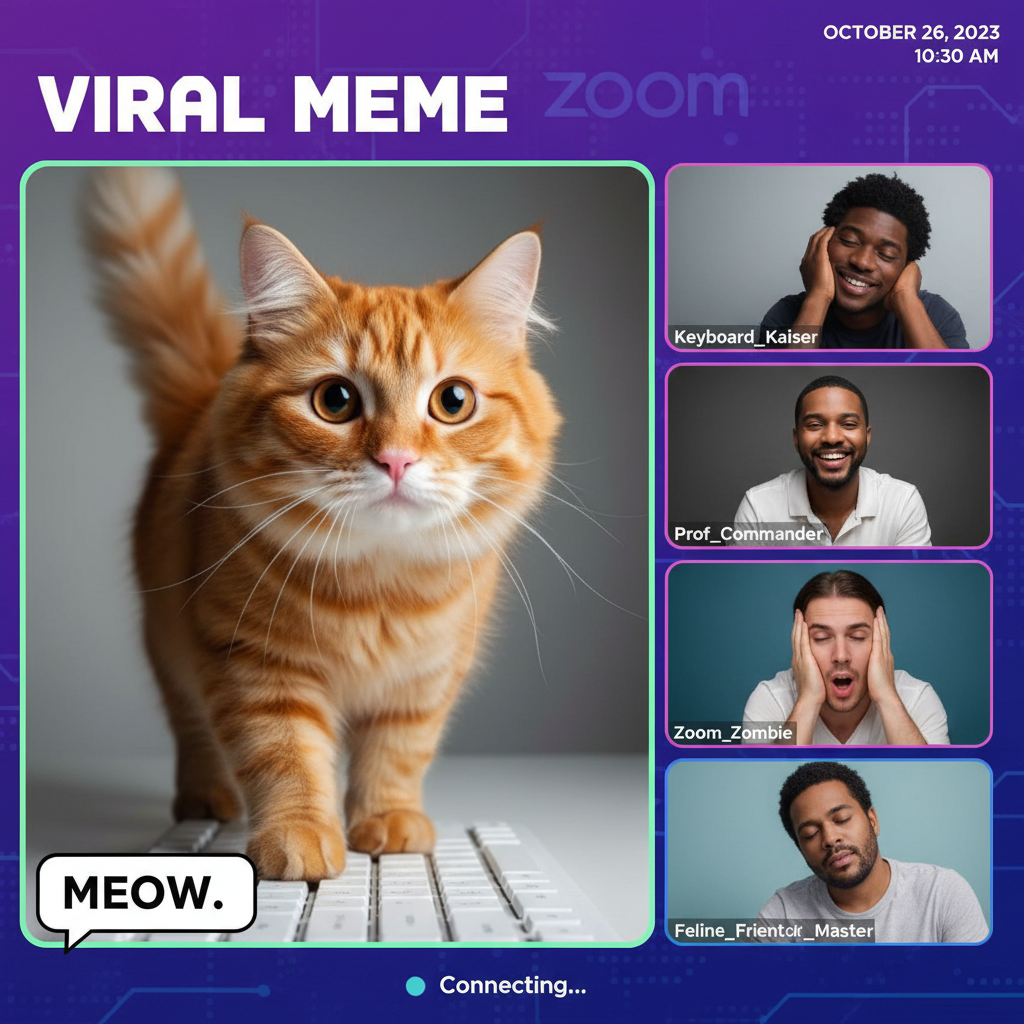 Someone's cat just walked across their keyboard and sent 'MEOW' to the CEO on Zoom. RIP.