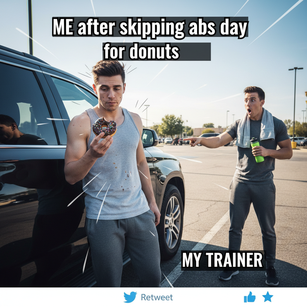 My 'gym buddy' just spotted me eating a donut in the parking lot. Awkward.
