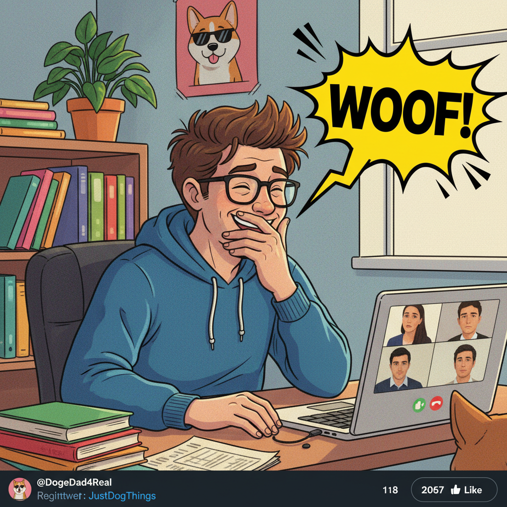 My coworker's camera was off, but I heard their dog bark during the meeting. WFH life.