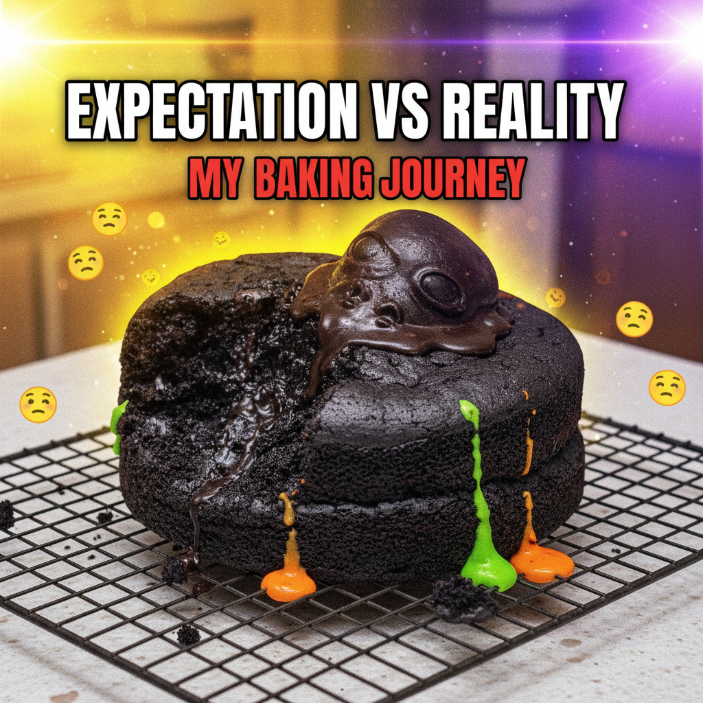 Tried to make a 'simple' cake. It now resembles a deflated alien. Send help.