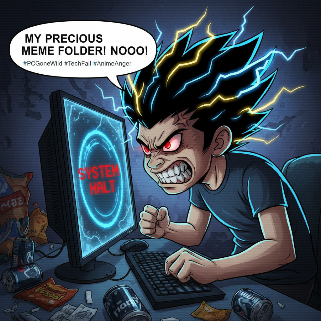 When the Wi-Fi cuts out mid-stream: My inner anime character just powered up to Super Saiyan rage.