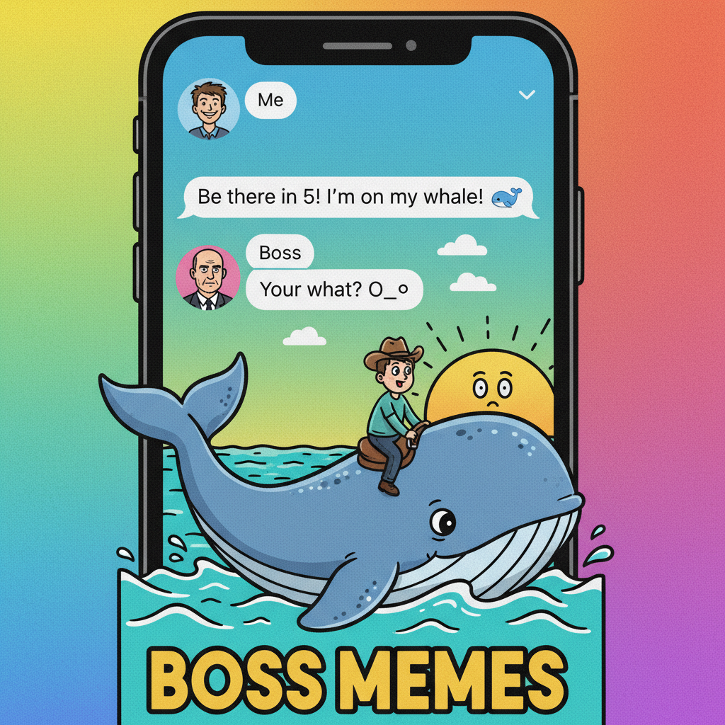 Autocorrect changed 'I'm on my way!' to 'I'm on my whale!' My boss is confused.