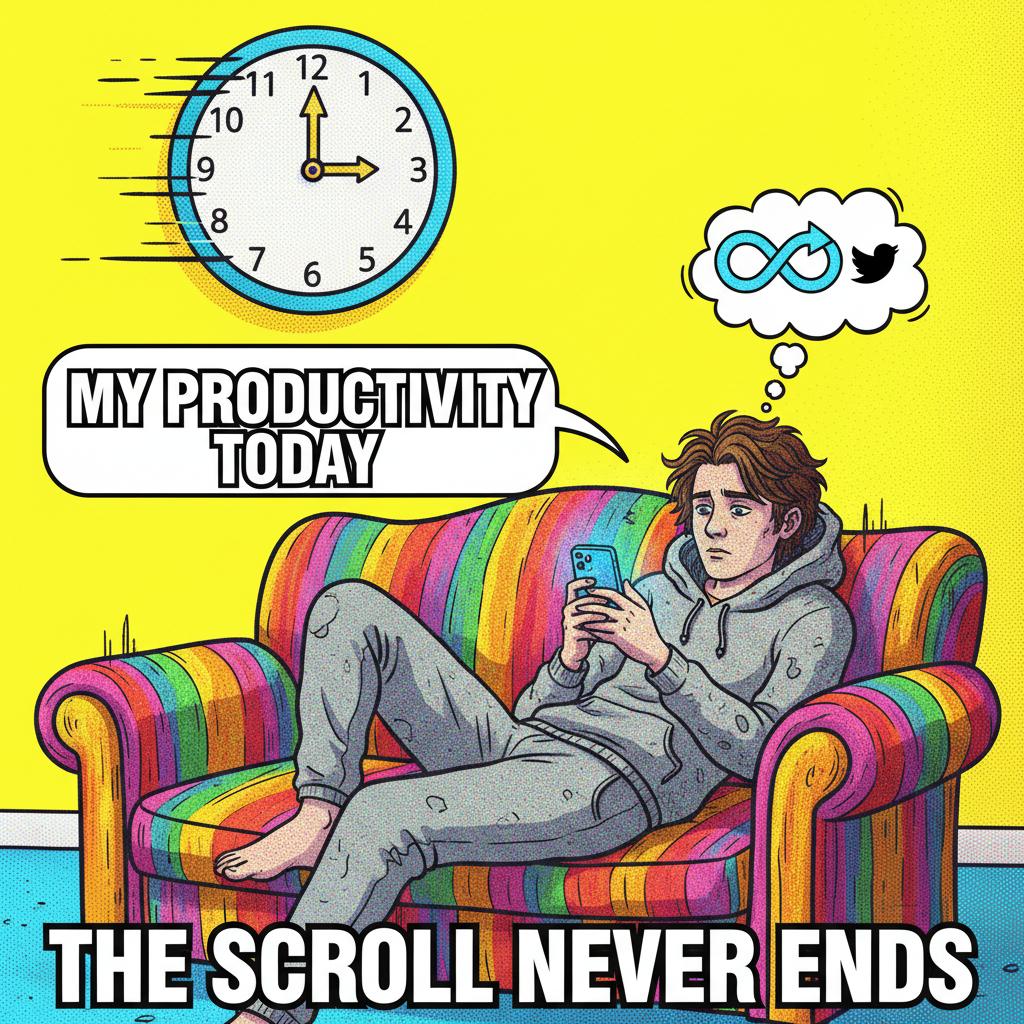 Me: I need to be productive. Also me: Scrolls TikTok for 3 hours straight.