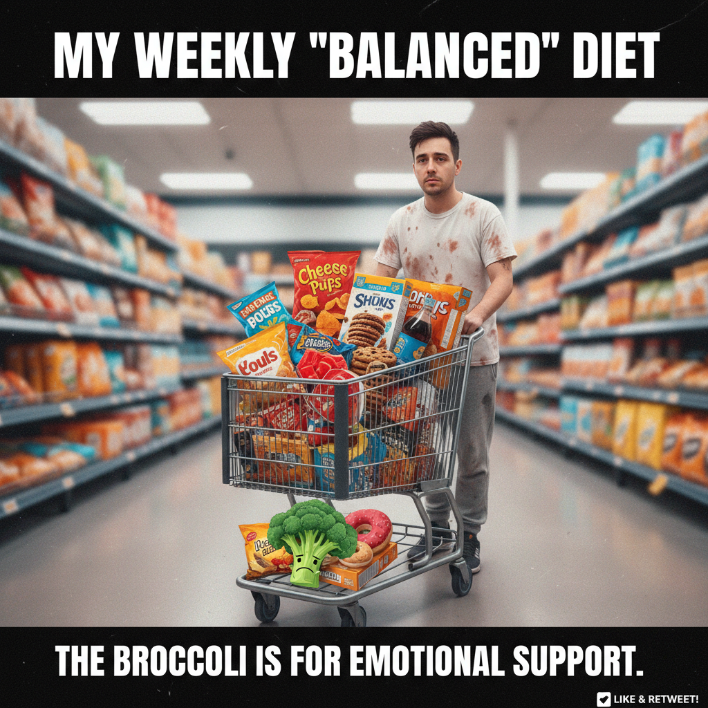 Adulting is just making a grocery list and then buying 80% snacks and 20% existential dread.