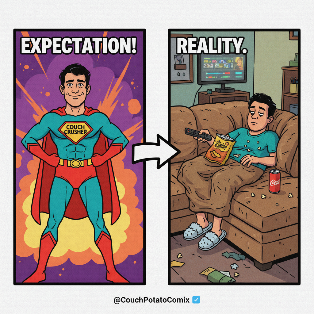 Friday night plans: 'I'll conquer the world!' Reality: 'My couch is my soulmate.'