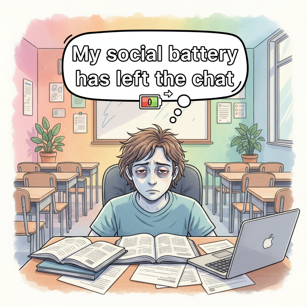 When the teacher says 'group work' and your social battery just evaporated