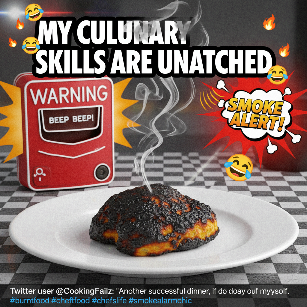 My 'gourmet' dinner turned into a charcoal briquette. Send pizza & condolences.