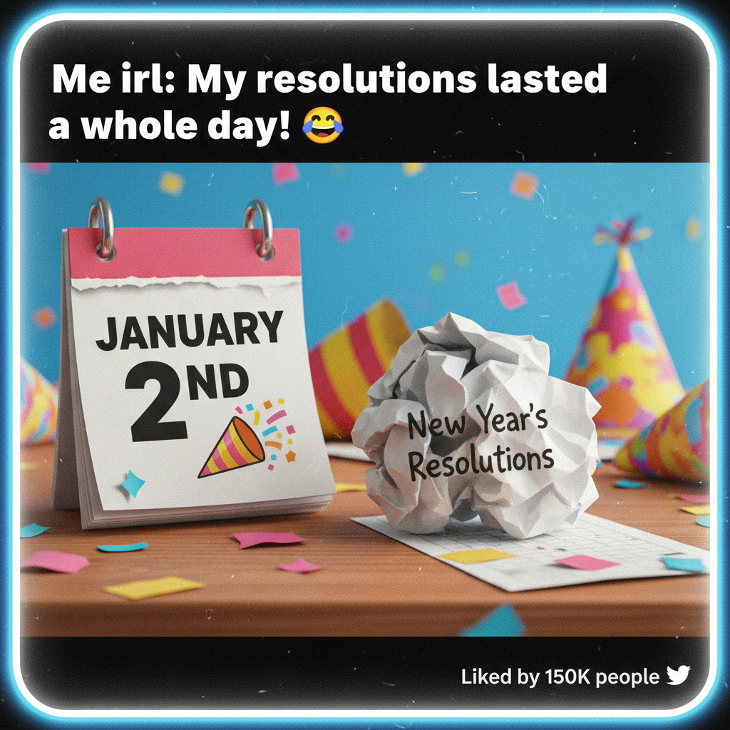 My New Year's resolution lasted until January 2nd. Who's with me?