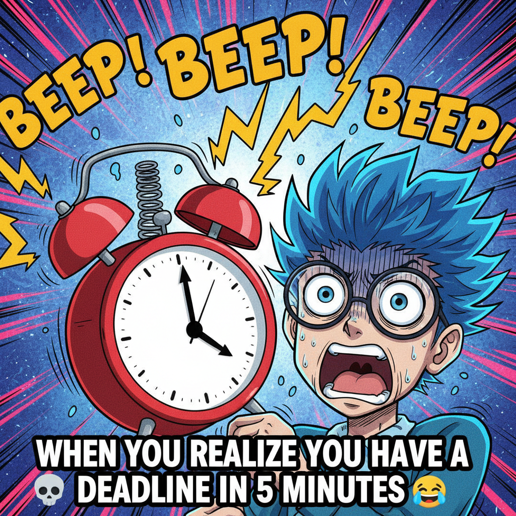 When the alarm goes off and I react like an anime character getting hit by a truck.