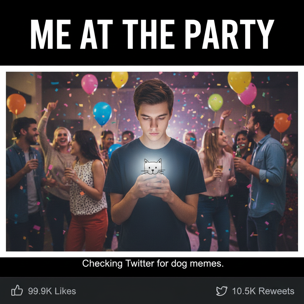 My introvert self at a party: pretending to check my phone for urgent emails. There are none.