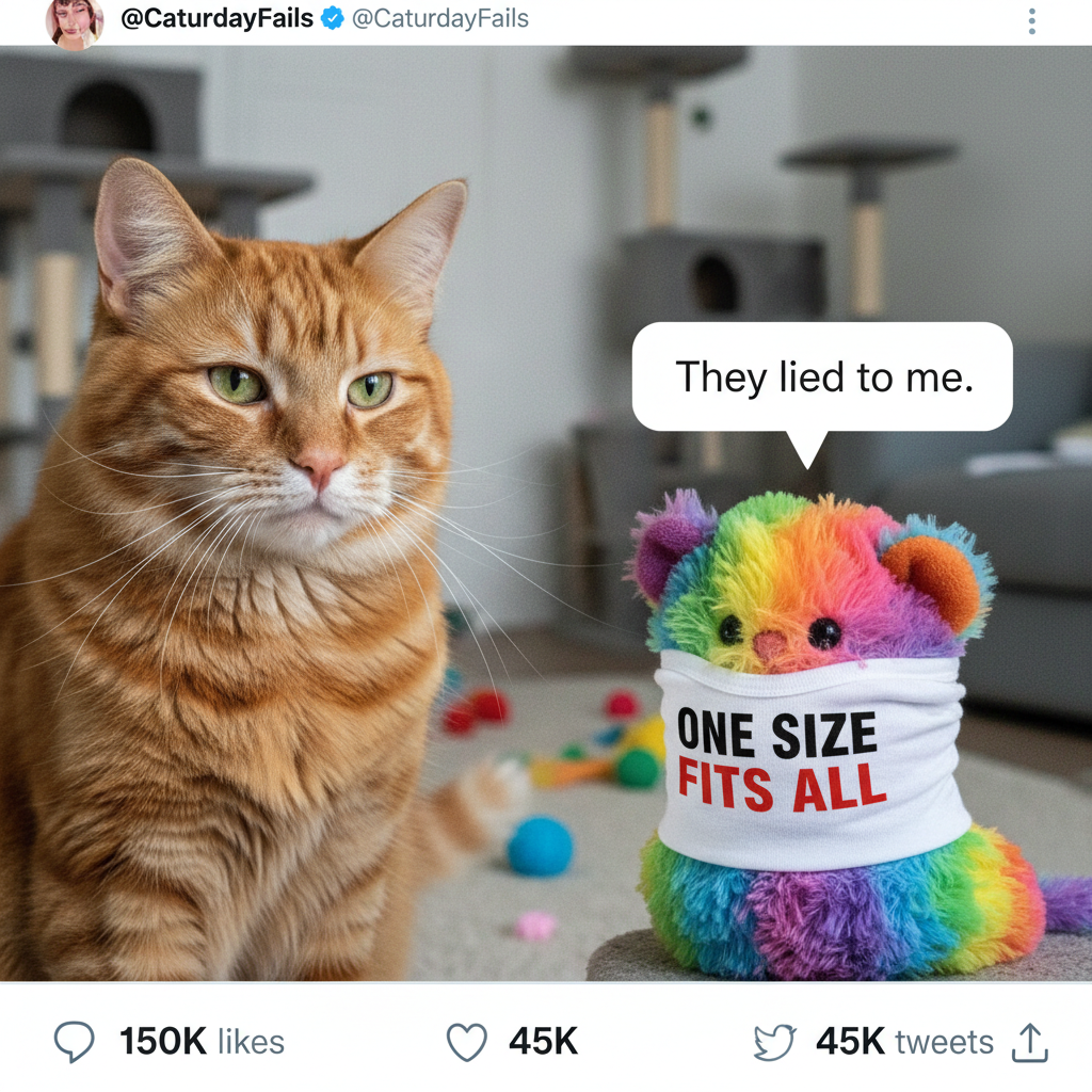 Bought 'one size fits all' online. It fits all... of my cat's toys.