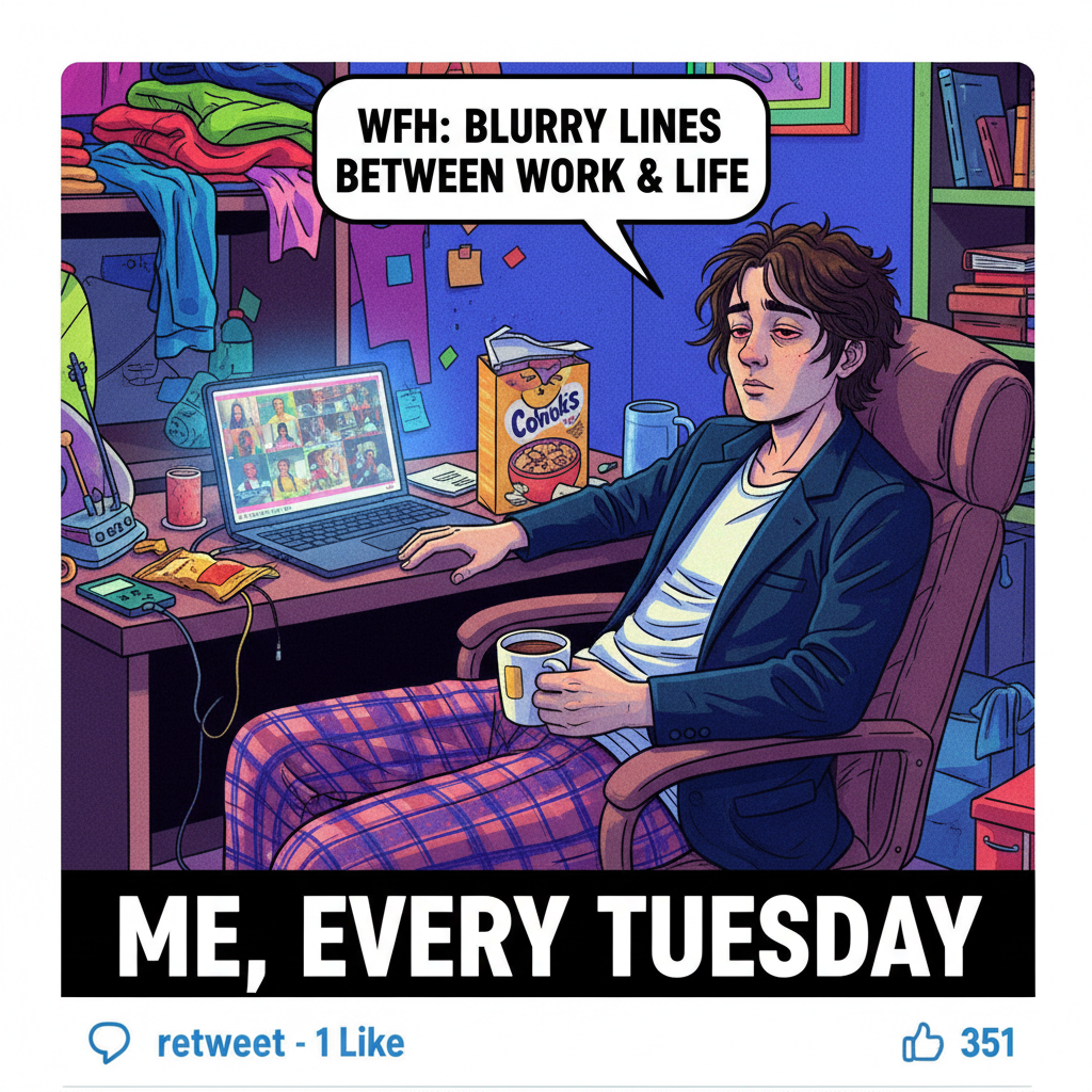 My work-from-home uniform is 50% pajamas, 50% existential dread.