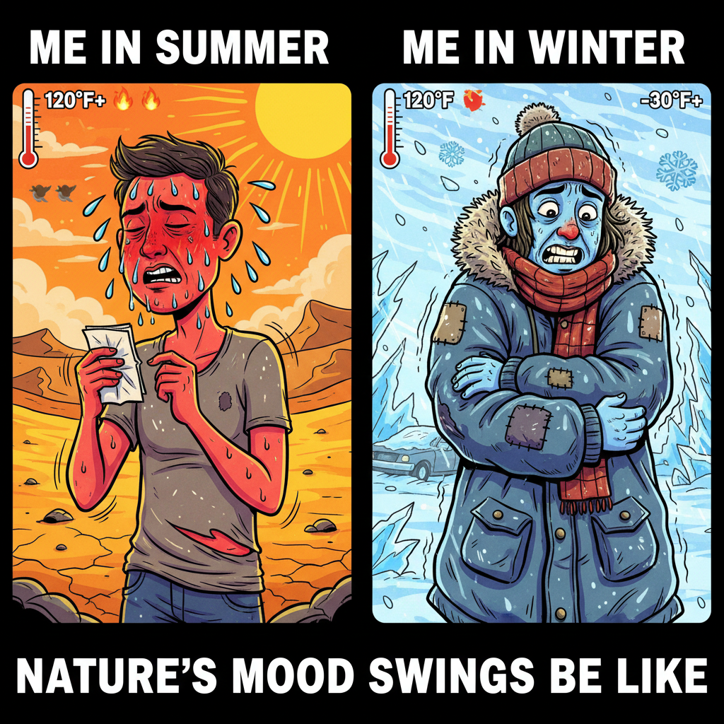 It's either 100 degrees or snowing sideways. There is no in-between. #Weather